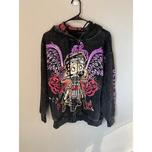 New Betty Boop, Women's Full Zip Hooded Sweatshirt, Size Large